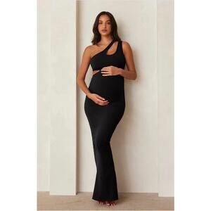Bumpsuit Black Rib Cutout Maxi Dress Maternity Size S